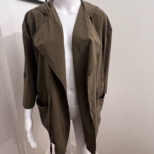 Green jacket with cinched waist option